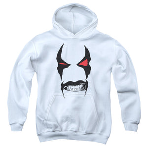AN OFFCIALLY LICENSED JLA LOBO FACE YOUTH HOODIE WHITE