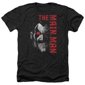 AN OFFCIALLY LICENSED JLA MAIN MAN MEN'S HEATHER T-SHIRT CHARCOAL