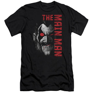 AN OFFCIALLY LICENSED JLA MAIN MAN MEN'S PREMIUM SLIM FIT T-SHIRT BLACK
