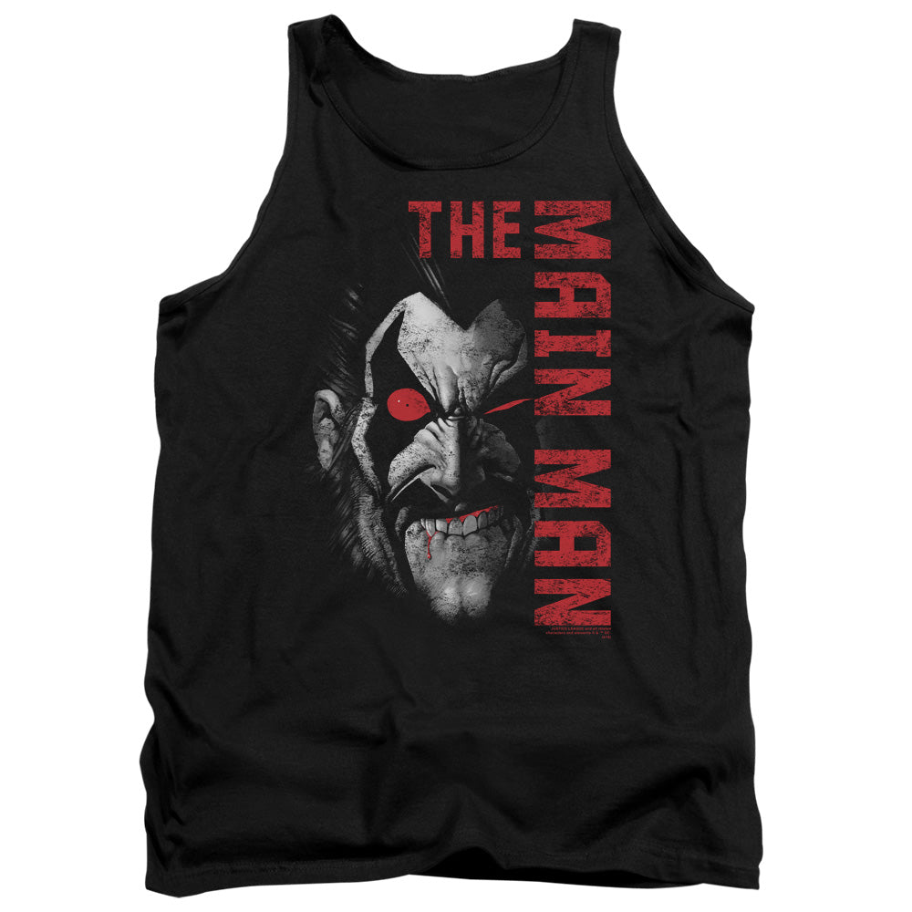 AN OFFCIALLY LICENSED JLA MAIN MAN ADULT UNISEX TANK TOP BLACK
