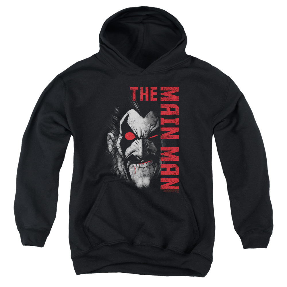 AN OFFCIALLY LICENSED JLA MAIN MAN YOUTH HOODIE BLACK