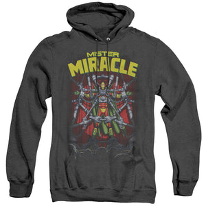 AN OFFCIALLY LICENSED JLA MISTER MIRACLE ADULT UNISEX HEATHER PULLOVER HOODIE BLACK