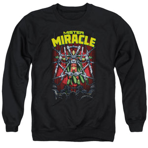 AN OFFCIALLY LICENSED JLA MISTER MIRACLE ADULT UNISEX CREWNECK SWEATSHIRT BLACK