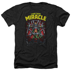 AN OFFCIALLY LICENSED JLA MISTER MIRACLE MEN'S HEATHER T-SHIRT CHARCOAL