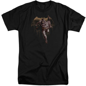 AN OFFCIALLY LICENSED JUSTICE LEAGUE MOVIE CAPED CRUSADER MEN'S TALL FIT T-SHIRT BLACK