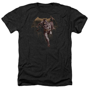 AN OFFCIALLY LICENSED JUSTICE LEAGUE MOVIE CAPED CRUSADER MEN'S HEATHER T-SHIRT CHARCOAL