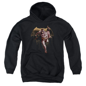 AN OFFCIALLY LICENSED JUSTICE LEAGUE MOVIE CAPED CRUSADER YOUTH HOODIE BLACK