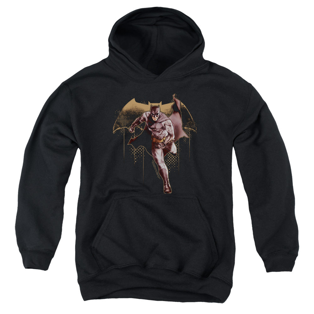 AN OFFCIALLY LICENSED JUSTICE LEAGUE MOVIE CAPED CRUSADER YOUTH HOODIE BLACK