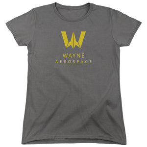 AN OFFCIALLY LICENSED JUSTICE LEAGUE WAYNE AEROSPACE WOMEN'S REGULAR FIT T-SHIRT CHARCOAL