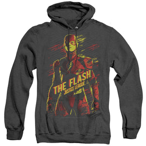AN OFFCIALLY LICENSED JUSTICE LEAGUE MOVIE THE FLASH ADULT UNISEX HEATHER PULLOVER HOODIE BLACK