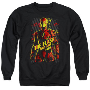 AN OFFCIALLY LICENSED JUSTICE LEAGUE MOVIE THE FLASH ADULT UNISEX CREWNECK SWEATSHIRT BLACK