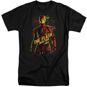AN OFFCIALLY LICENSED JUSTICE LEAGUE MOVIE THE FLASH MEN'S TALL FIT T-SHIRT BLACK