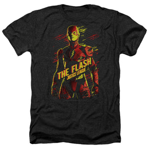 AN OFFCIALLY LICENSED JUSTICE LEAGUE MOVIE THE FLASH MEN'S HEATHER T-SHIRT CHARCOAL