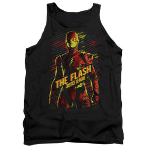AN OFFCIALLY LICENSED JUSTICE LEAGUE MOVIE THE FLASH ADULT UNISEX TANK TOP BLACK