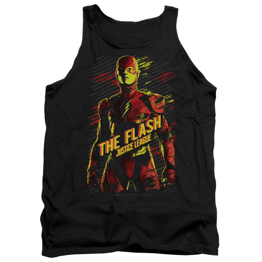 AN OFFCIALLY LICENSED JUSTICE LEAGUE MOVIE THE FLASH ADULT UNISEX TANK TOP BLACK