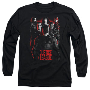 AN OFFCIALLY LICENSED JUSTICE LEAGUE MOVIE THE LEAGUE MEN'S LONG SLEEVE T-SHIRT BLACK