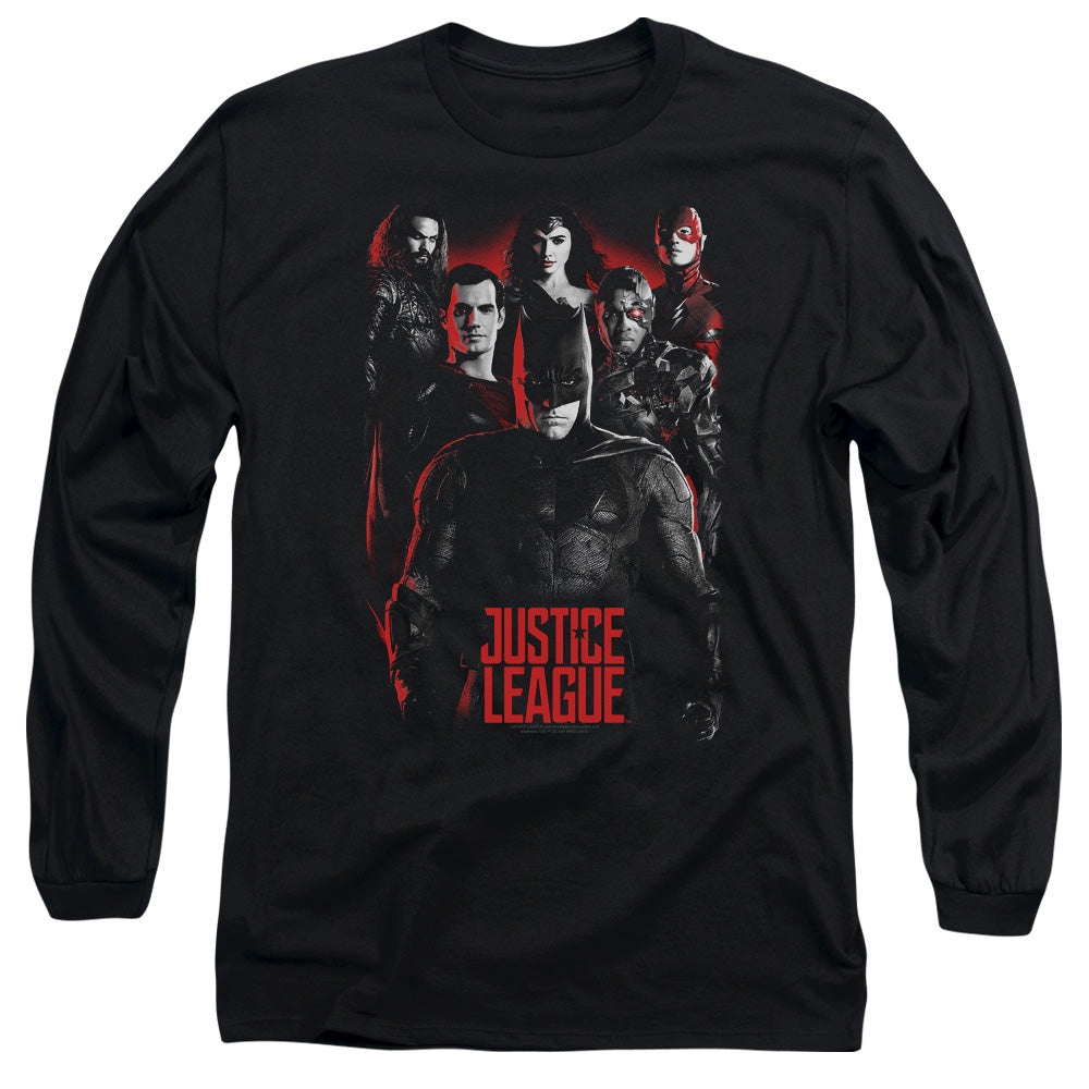 AN OFFCIALLY LICENSED JUSTICE LEAGUE MOVIE THE LEAGUE MEN'S LONG SLEEVE T-SHIRT BLACK