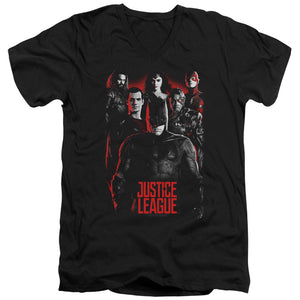AN OFFCIALLY LICENSED JUSTICE LEAGUE MOVIE THE LEAGUE MEN'S V-NECK T-SHIRT BLACK