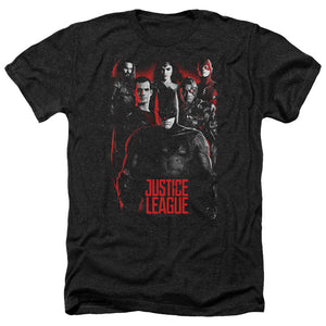 AN OFFCIALLY LICENSED JUSTICE LEAGUE MOVIE THE LEAGUE MEN'S HEATHER T-SHIRT CHARCOAL