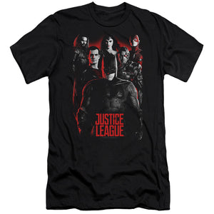 AN OFFCIALLY LICENSED JUSTICE LEAGUE MOVIE THE LEAGUE MEN'S PREMIUM SLIM FIT T-SHIRT BLACK