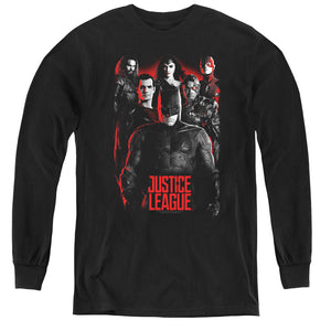 AN OFFCIALLY LICENSED JUSTICE LEAGUE MOVIE THE LEAGUE YOUTH LONG SLEEVE T-SHIRT BLACK