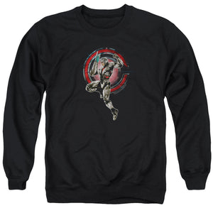 AN OFFCIALLY LICENSED JUSTICE LEAGUE MOVIE CYBORG ADULT UNISEX CREWNECK SWEATSHIRT BLACK