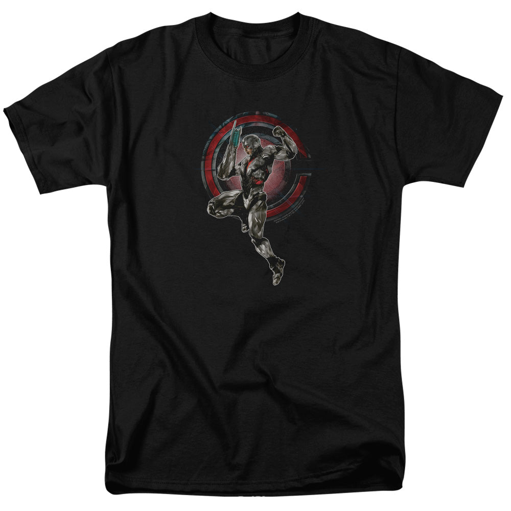 AN OFFCIALLY LICENSED JUSTICE LEAGUE MOVIE CYBORG MEN'S REGULAR FIT T-SHIRT BLACK