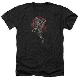 AN OFFCIALLY LICENSED JUSTICE LEAGUE MOVIE CYBORG MEN'S HEATHER T-SHIRT CHARCOAL