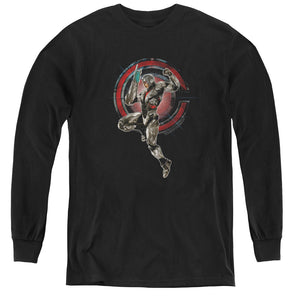 AN OFFCIALLY LICENSED JUSTICE LEAGUE MOVIE CYBORG YOUTH LONG SLEEVE T-SHIRT BLACK