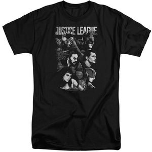 AN OFFCIALLY LICENSED JUSTICE LEAGUE MOVIE PUSHING FORWARD MEN'S TALL FIT T-SHIRT BLACK