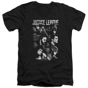 AN OFFCIALLY LICENSED JUSTICE LEAGUE MOVIE PUSHING FORWARD MEN'S V-NECK T-SHIRT BLACK