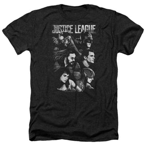 AN OFFCIALLY LICENSED JUSTICE LEAGUE MOVIE PUSHING FORWARD MEN'S HEATHER T-SHIRT CHARCOAL