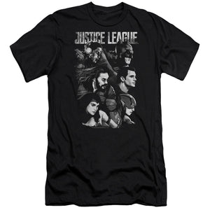 AN OFFCIALLY LICENSED JUSTICE LEAGUE MOVIE PUSHING FORWARD MEN'S PREMIUM SLIM FIT T-SHIRT BLACK