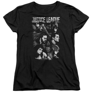 AN OFFCIALLY LICENSED JUSTICE LEAGUE MOVIE PUSHING FORWARD WOMEN'S REGULAR FIT T-SHIRT BLACK