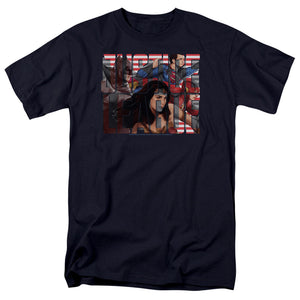AN OFFCIALLY LICENSED JUSTICE LEAGUE MOVIE RALLY MEN'S REGULAR FIT T-SHIRT NAVY