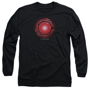 AN OFFCIALLY LICENSED JUSTICE LEAGUE MOVIE CYBORG LOGO MEN'S LONG SLEEVE T-SHIRT BLACK