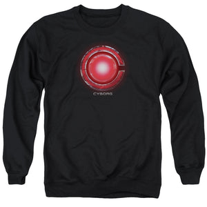 AN OFFCIALLY LICENSED JUSTICE LEAGUE MOVIE CYBORG LOGO ADULT UNISEX CREWNECK SWEATSHIRT BLACK