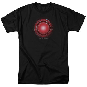 AN OFFCIALLY LICENSED JUSTICE LEAGUE MOVIE CYBORG LOGO MEN'S REGULAR FIT T-SHIRT BLACK