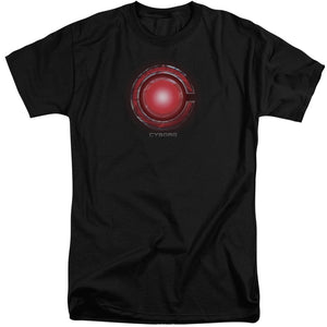 AN OFFCIALLY LICENSED JUSTICE LEAGUE MOVIE CYBORG LOGO MEN'S TALL FIT T-SHIRT BLACK
