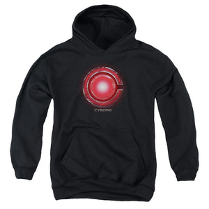 AN OFFCIALLY LICENSED JUSTICE LEAGUE MOVIE CYBORG LOGO YOUTH HOODIE BLACK