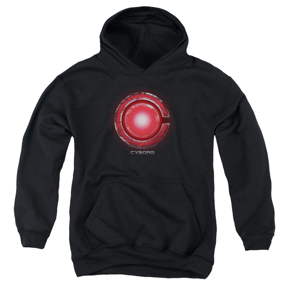 AN OFFCIALLY LICENSED JUSTICE LEAGUE MOVIE CYBORG LOGO YOUTH HOODIE BLACK