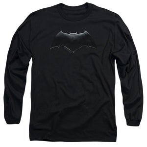 AN OFFCIALLY LICENSED JUSTICE LEAGUE MOVIE BATMAN LOGO MEN'S LONG SLEEVE T-SHIRT BLACK
