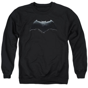 AN OFFCIALLY LICENSED JUSTICE LEAGUE MOVIE BATMAN LOGO ADULT UNISEX CREWNECK SWEATSHIRT BLACK