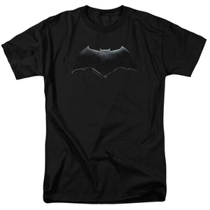 AN OFFCIALLY LICENSED JUSTICE LEAGUE MOVIE BATMAN LOGO MEN'S REGULAR FIT T-SHIRT BLACK