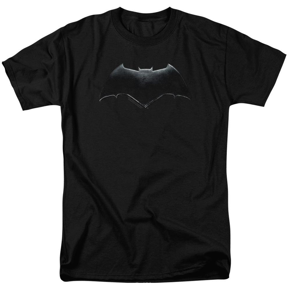 AN OFFCIALLY LICENSED JUSTICE LEAGUE MOVIE BATMAN LOGO MEN'S REGULAR FIT T-SHIRT BLACK