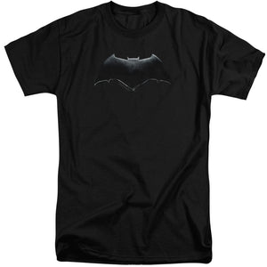 AN OFFCIALLY LICENSED JUSTICE LEAGUE MOVIE BATMAN LOGO MEN'S TALL FIT T-SHIRT BLACK