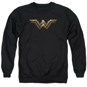 AN OFFCIALLY LICENSED JUSTICE LEAGUE MOVIE WONDER WOMAN LOGO ADULT UNISEX CREWNECK SWEATSHIRT BLACK