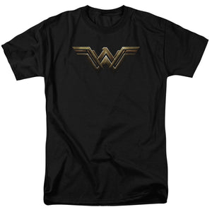 AN OFFCIALLY LICENSED JUSTICE LEAGUE MOVIE WONDER WOMAN LOGO MEN'S REGULAR FIT T-SHIRT BLACK