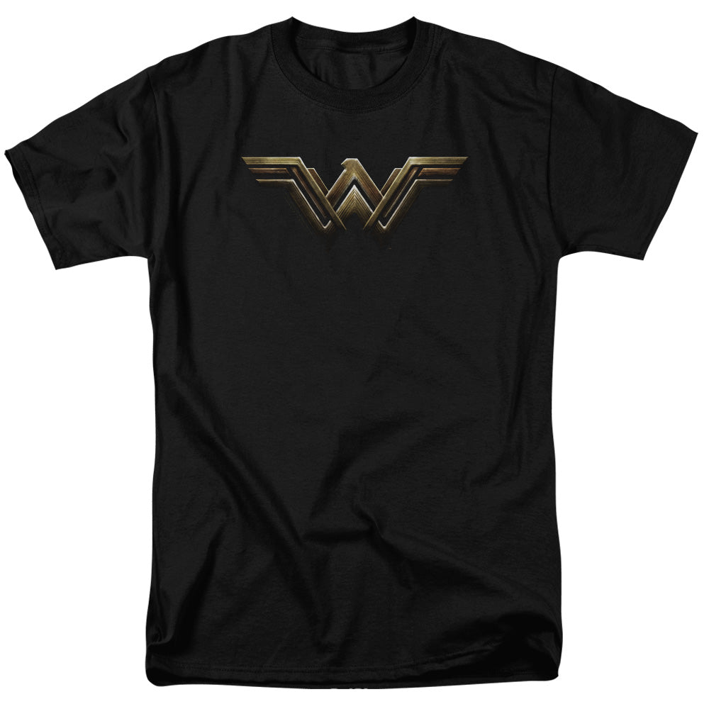 AN OFFCIALLY LICENSED JUSTICE LEAGUE MOVIE WONDER WOMAN LOGO MEN'S REGULAR FIT T-SHIRT BLACK