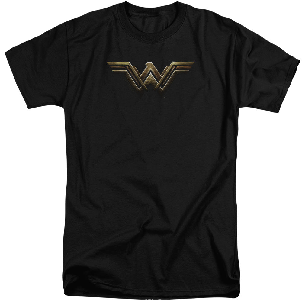 AN OFFCIALLY LICENSED JUSTICE LEAGUE MOVIE WONDER WOMAN LOGO MEN'S TALL FIT T-SHIRT BLACK